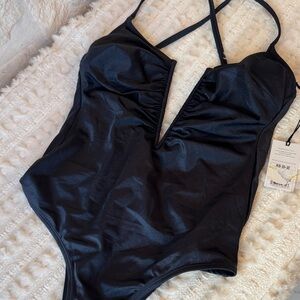 Shade & Shore Metalic Navy Blue One Piece Swimsuit